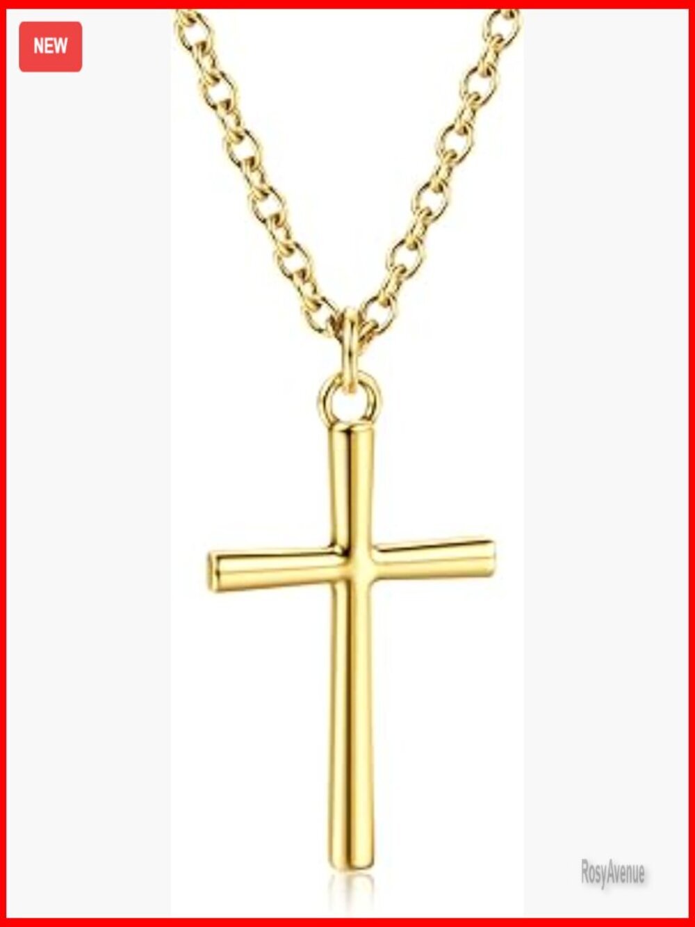 Sterling Silver Gold Cross Pendant Necklace, Hypoallergenic, 18-20 Inch